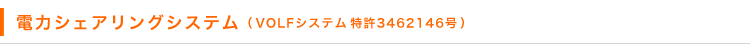 電力シェアリングシステム（VOLFシステム 特許3462146号）